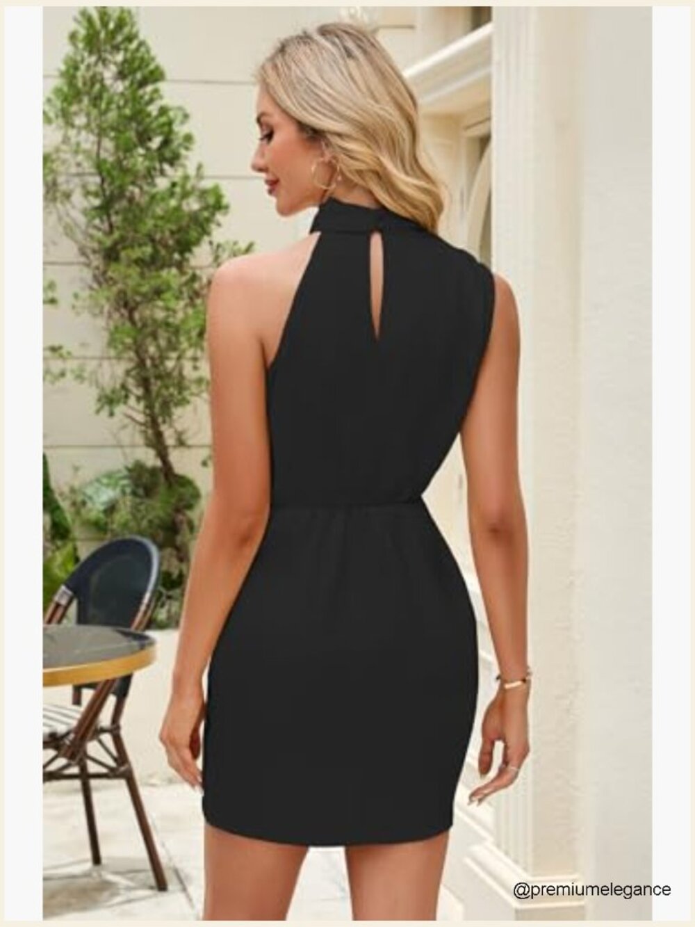Sleeveless Halter Neck Wrap Mini Cocktail Dress Satin - Picture 3 of 7